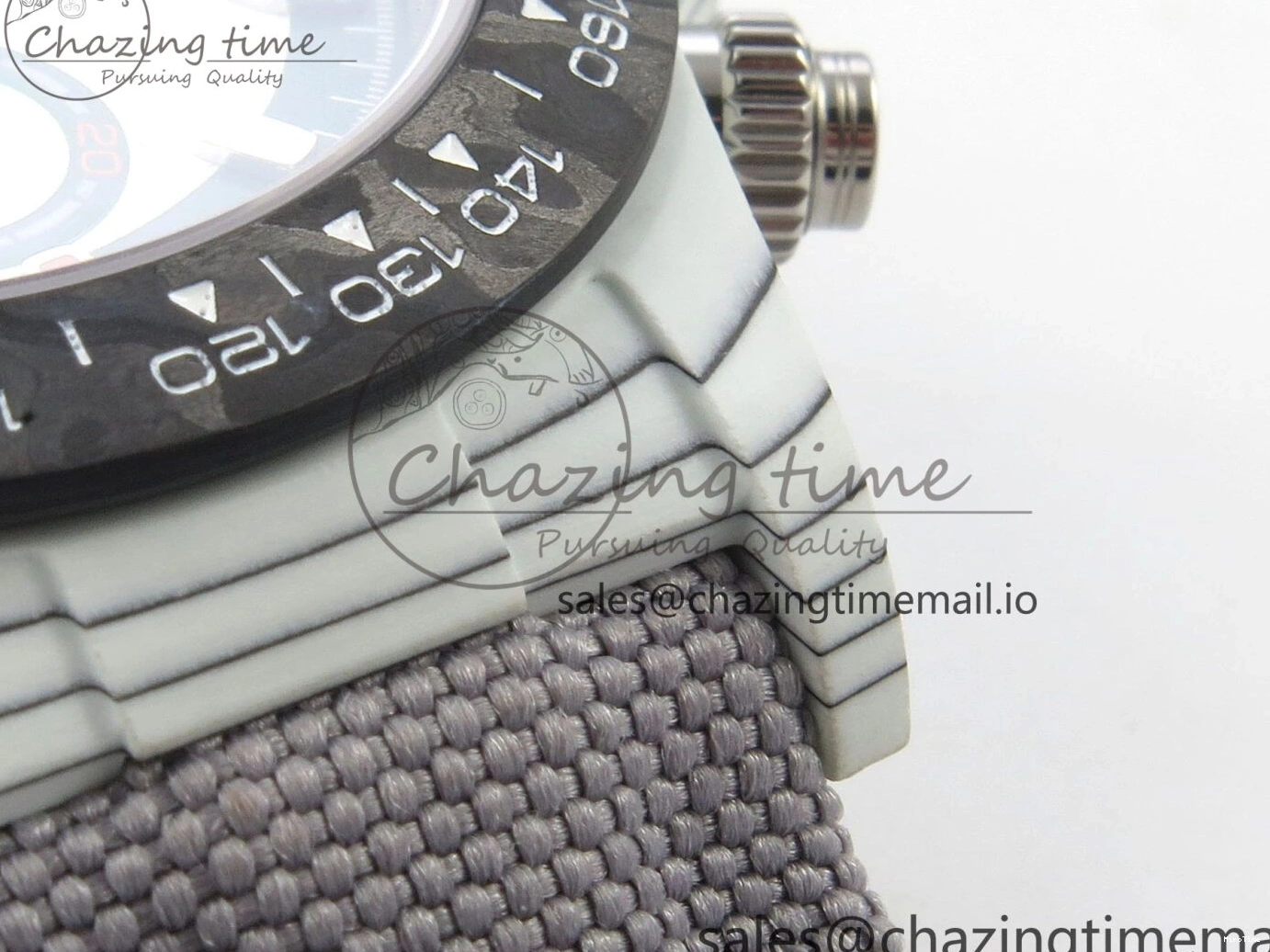 MiroTime 0312 TimelessDesign Daytona DIW Carbon Case and Bezel DIWF Edition White Green Dial on Grey Nylon Strap A 51